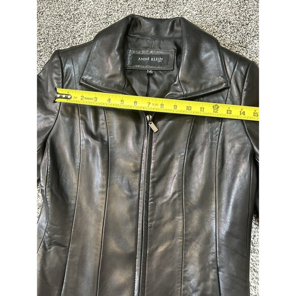 Anne Klein Genuine Leather Black Small Coat - Picture 11 of 13